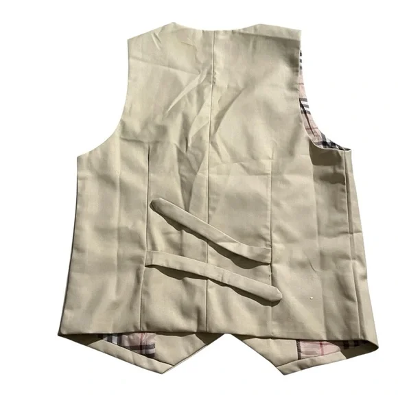 NWT! Kids Tan Vest with Checkered Lining Size 10 - Picture 2 of 4